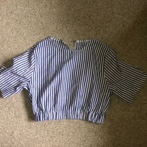 Blue striped crop top